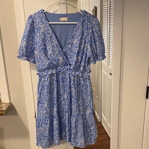 Altar'd State Blue and White Floral Midi Dress